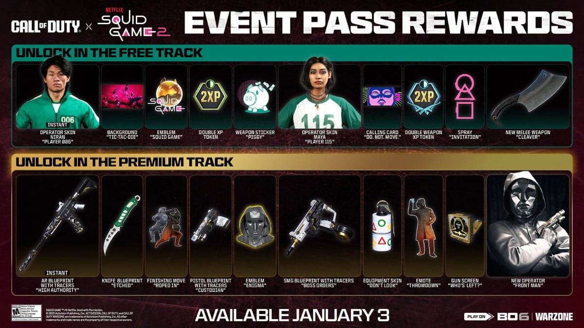Black Ops 6 and Warzone Squid Games Event Pass