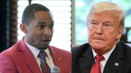 A stitch of photos of Mississippi State Senetor Bradford Blackmon and Donald Trump