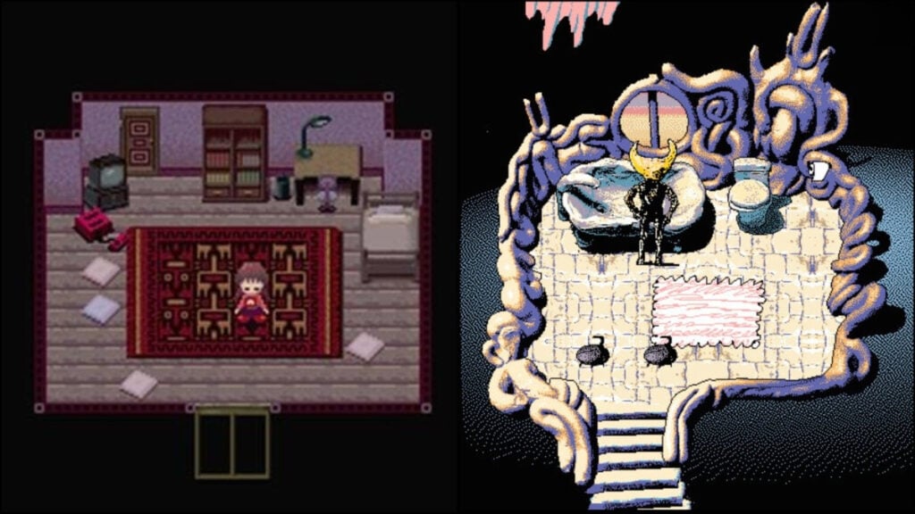 Interior scenes from Yume Nikki and Hylics