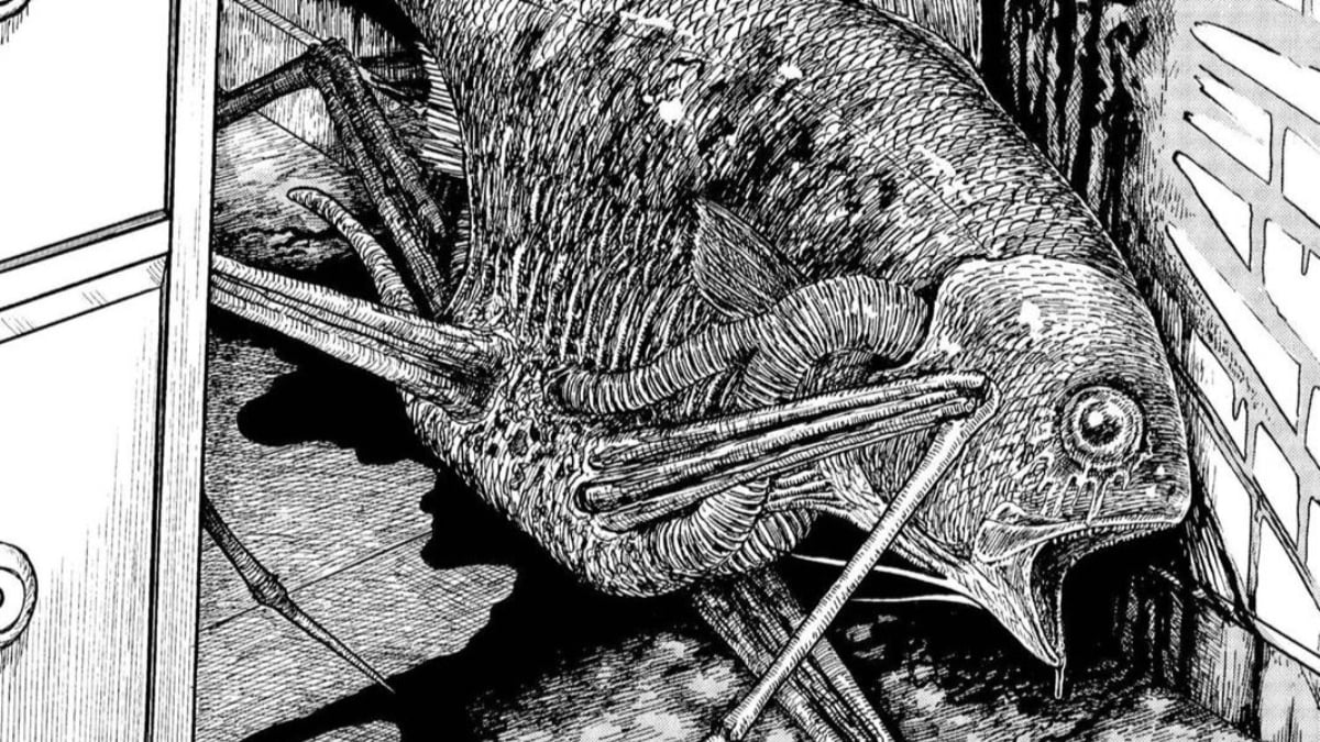 A horrific fish with mechanical legs from Gyo by Junji Ito
