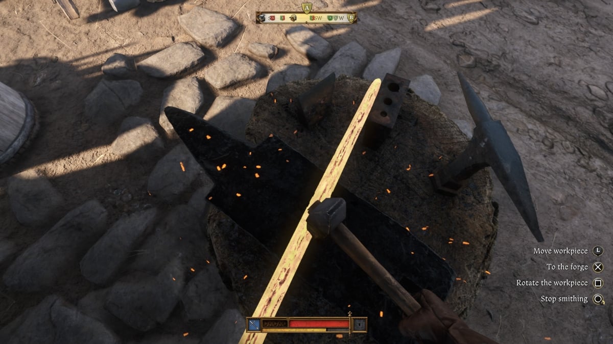 Smithing mini-game in Kingdom Come Deliverance 2