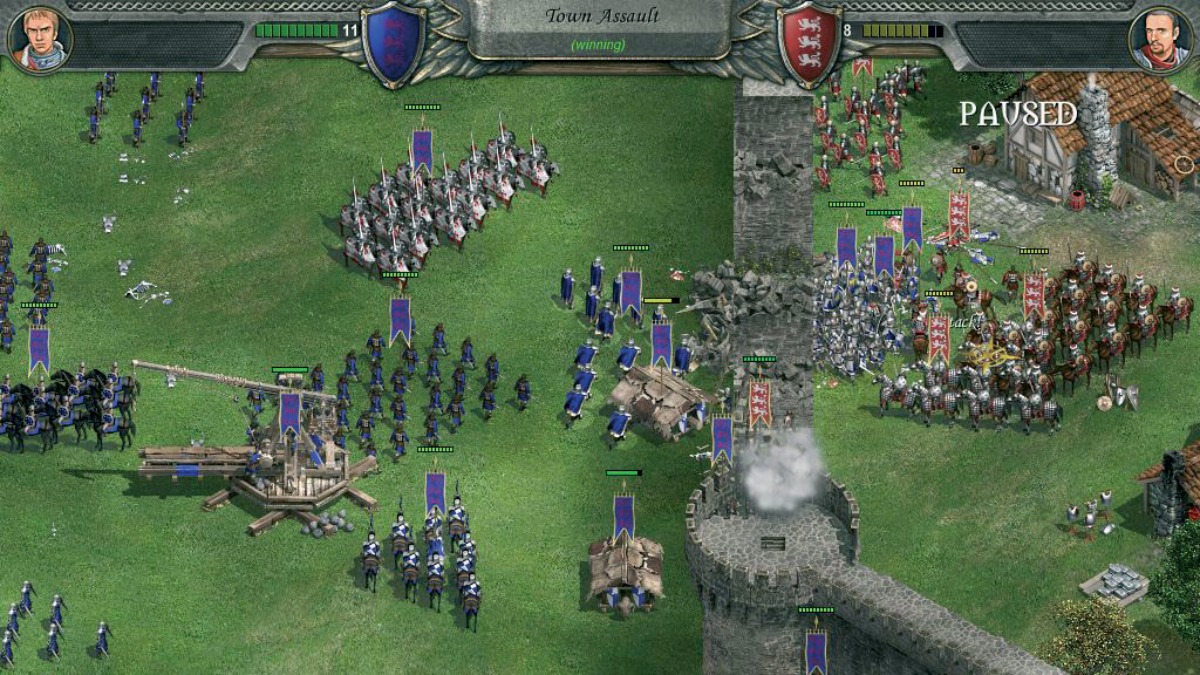 An army lays siege to a medieval castle in Knights of Honor, a game featured in the Steam Feudal Festival sale