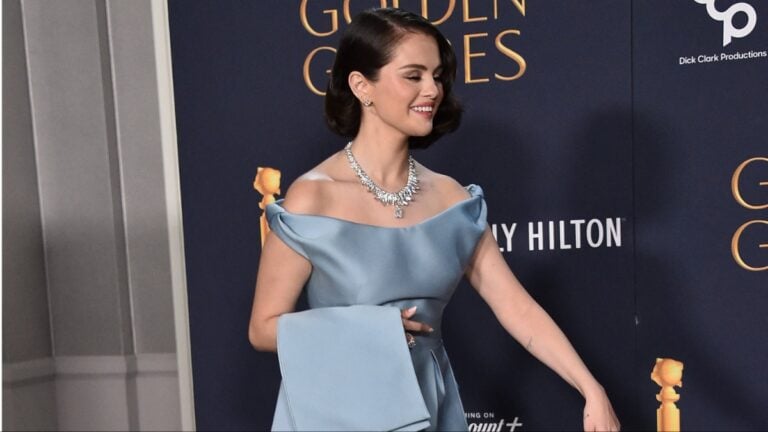 Selena Gomez Horrified by Jimmy Kimmel Bizarre Engagement Gift: ‘I Think You and Benny Are Really Going To Enjoy It’ Selena Gomez at the 82nd Annual Golden Globe Awards