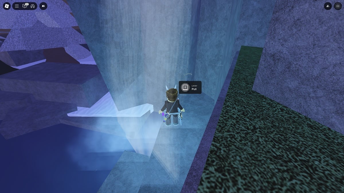 lever location #3, behind the waterfall