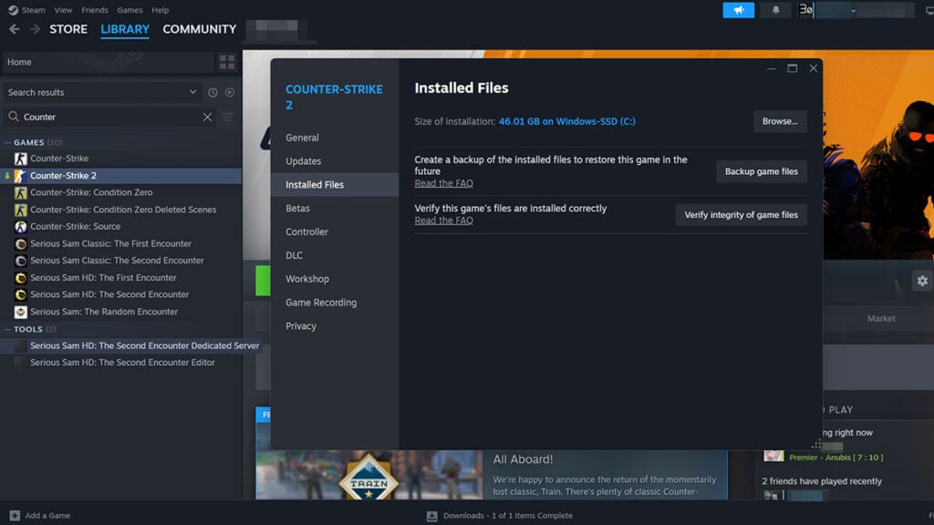 Verify Integrity or Reinstall CS2