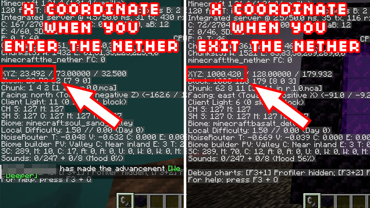 Travel Past 875 X Coordinates Blocks in the Nether