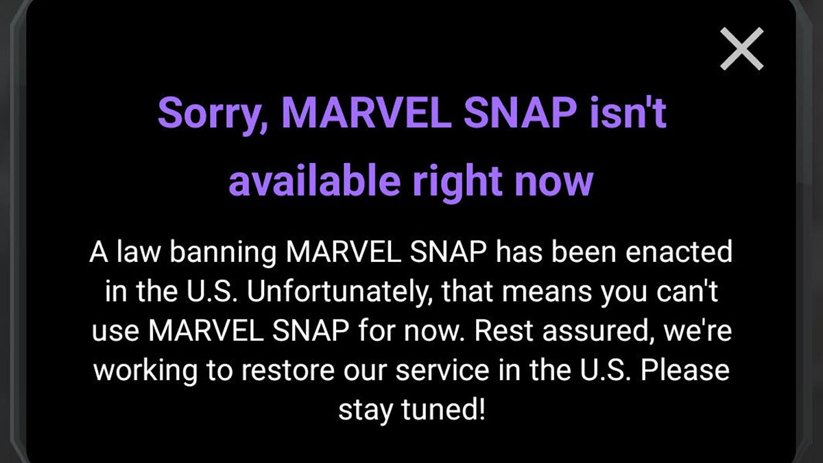 Marvel Snap ban because of TikTok