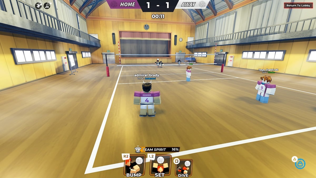 A roblox player in the corner of the field in volleyball legends
