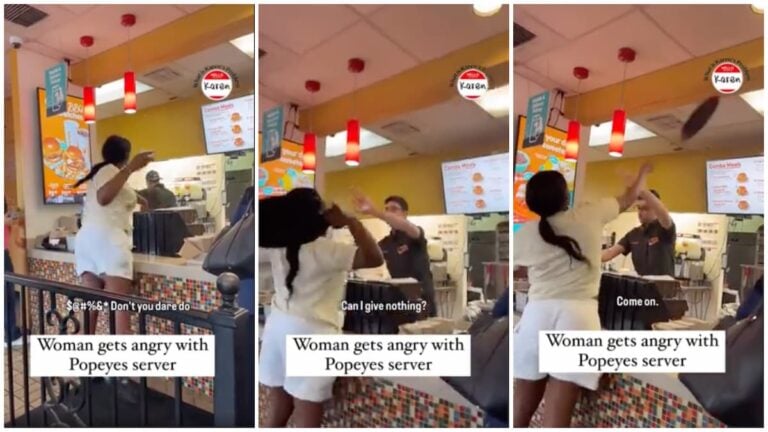 Karen Gets Irate With Popeyes Server in California and Throws Random Objects at Him: ‘Never P*ss Off the People Who Handle Your Food’ Angry Karen in California Popeyes