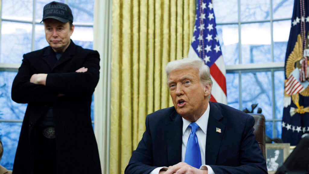 DOGE chair Elon Musk and Donald Trump at the Oval Office.