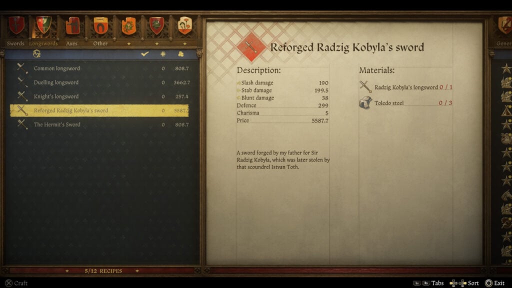 Radzig's Sword in Kingdom Come Deliverance 2