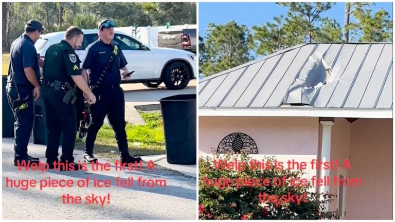 ‘Huge’ Chunk of Ice Falls from Sky and Crashes Through Roof in Florida: ‘It Just Sounded Like a Big Bomb Went Off’ Large piece of ice falls from sky in Florida