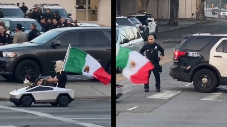 In Los Angeles, the Most Random Things Happen, This Time the Victim Was Its Police Department: ‘The Cop Trying Not to Grin’ Los Angeles mini Tesla Mexican husky
