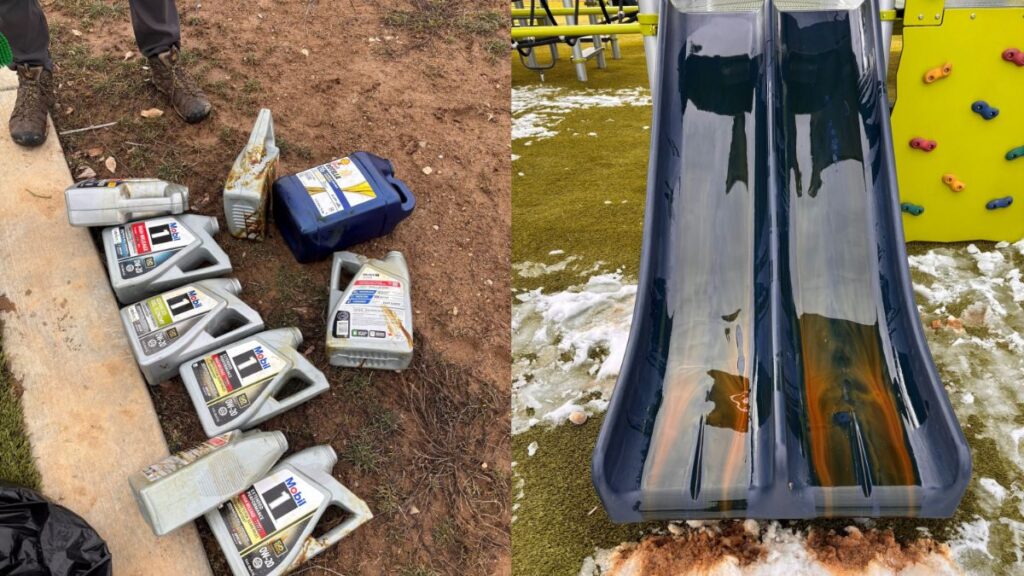 Ohio Local Park Vandalized With Over 10 Gallons of Used Motor Oil As Residents Lament: ‘Who Even Thinks To Do This?’ Ohio Local Park Vandalized With Over 10 Gallons of Used Motor Oil