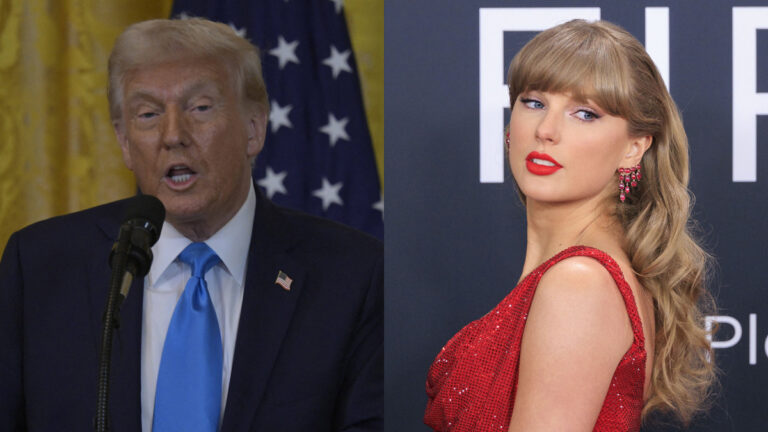 Donald Trump Trolls Taylor Swift After Kansas City Chief’s Super Bowl Loss in New Orleans: ‘MAGA Is Very Unforgiving’ A photo collage of President Donald Trump and Taylor Swift