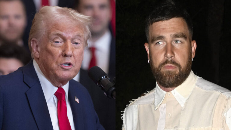 Travis Kelce Sees Wrath of Swifties After ‘Great Honor’ Comment to President Trump at the Super Bowl: ‘I’ve Lost All Respect for Him’ A photo collage of President Donald Trump and Travis Kelce