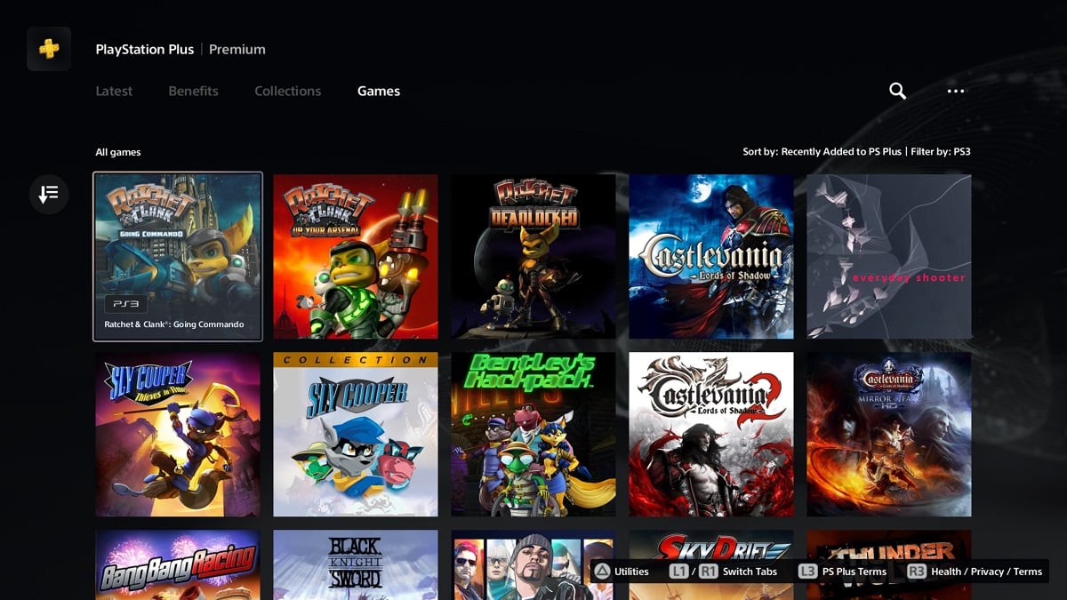 a catalog of games available for playstation plus