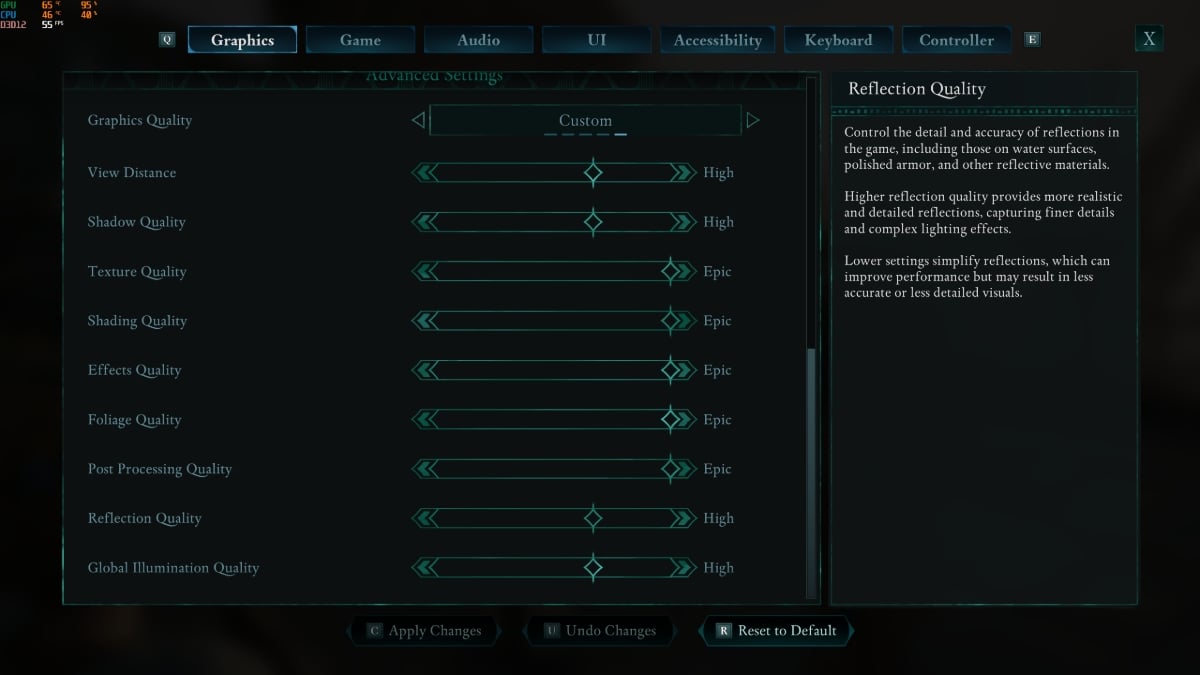 Avowed Settings for graphics