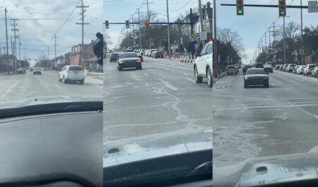 columbus driver reverses down busy road