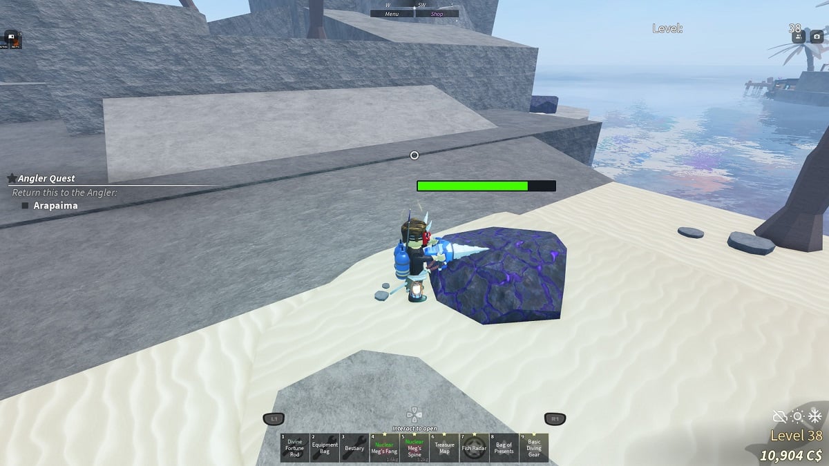 drilling obsidian rocks for submarine parts in roblox fisch