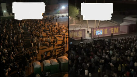 Shots of the overflow Bernie Sanders rally crowd against Trump at ASU in Tempe