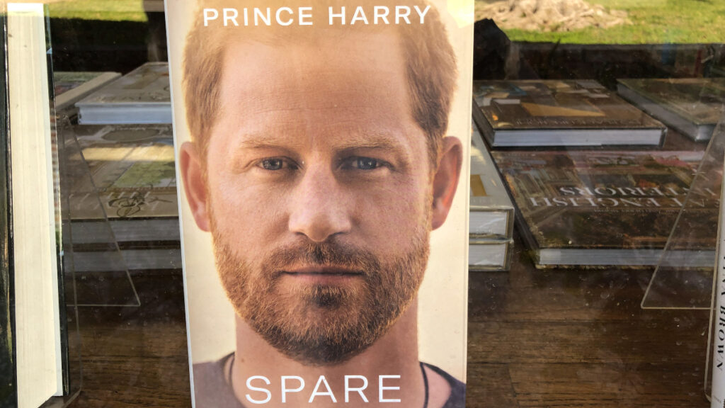 A copy of Prince Harry's book Spare.
