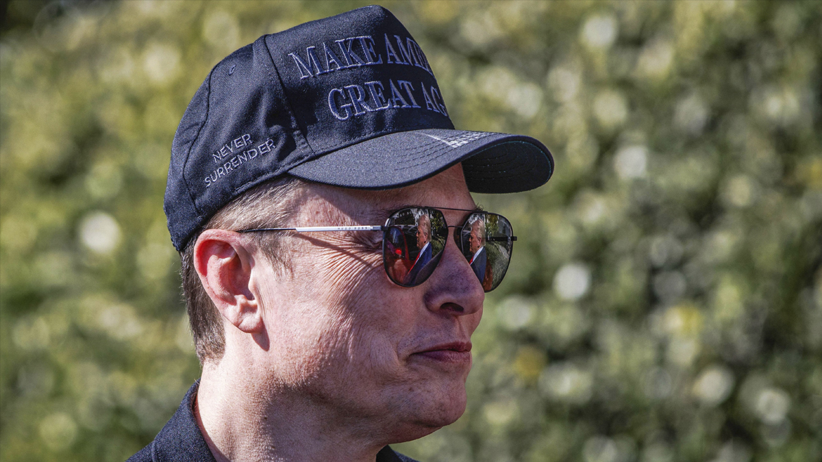 Elon Musk present as Trump views Tesla Vehicles on the South Lawn Driveway of The White House