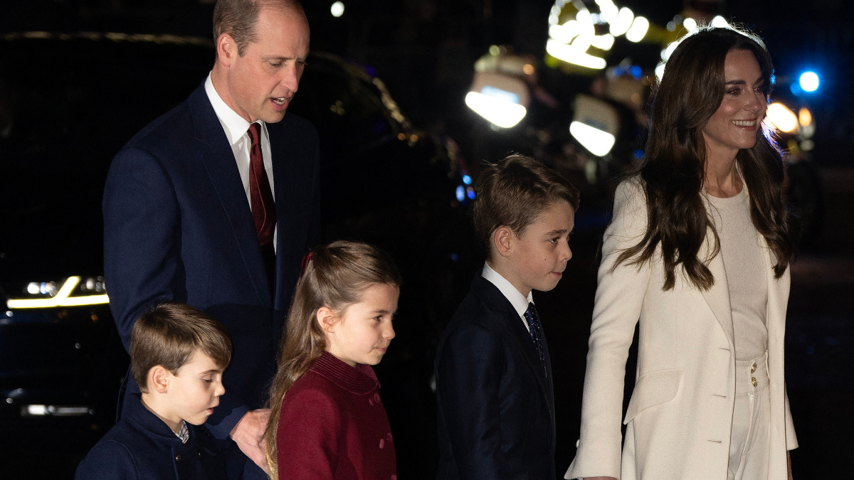 Prince William and Kate Middleton with their three kids, George, Charlotte and Louis.