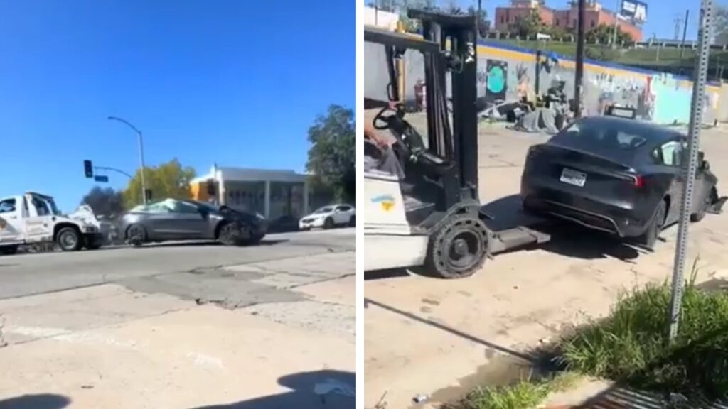 Los Angeles Tesla Driver Gets a Spoonful of Karma After Their Car Gets Totaled, ‘What Goes Around, Comes Around’ Los Angeles Tesla Totaled