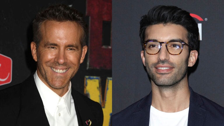 A photo collage of Ryan Reynolds and Justin Baldoni