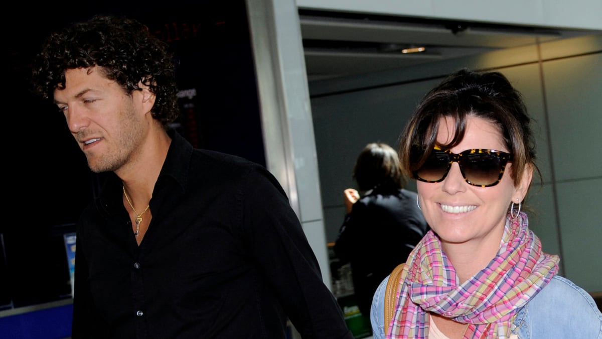 Shania Twain and her husband Frederic Thiebaud depart Heathrow for the US