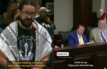 Florida State Senator, Randy Fine, told a member of the public wearing a Palestinian keffiyeh to 'enjoy your terrorist rag'