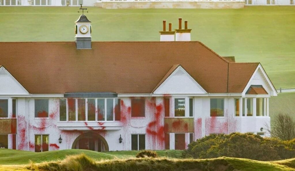Activists Destroy Trump’s Scottish Golf Course with Paint and Shovels: ‘Best hazard addition in golf history’ Donald Trump Golf course vandalized