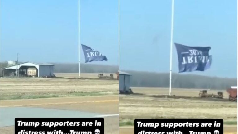 Arkansas MAGA Farmer 'In Distress' Amid Tariff Wars Flies Trump Flag Upside Down & at Half Mast: 'Entering FO Territory of FAFO'