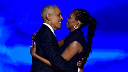 Barack Obama and Michelle Obama at the 2024 Democratic National Convention
