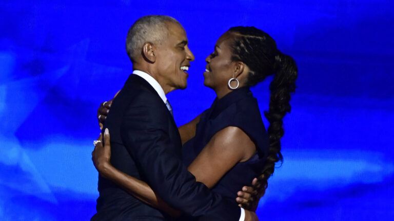 Barack Obama and Michelle Obama at the 2024 Democratic National Convention
