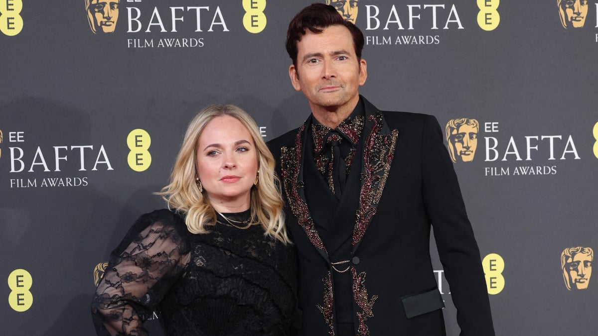 Dr Who actor David Tennant and his wife Georgia Tennant at the BAFTA film awards.