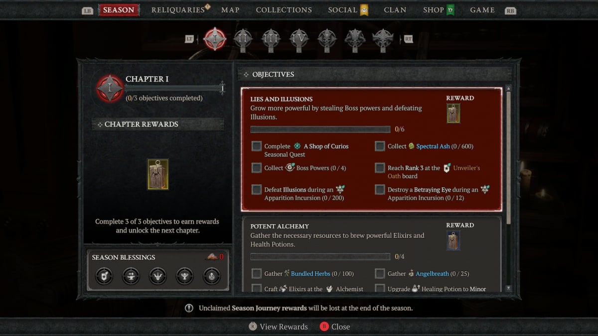 Season 8 Chapter 1 Objectives