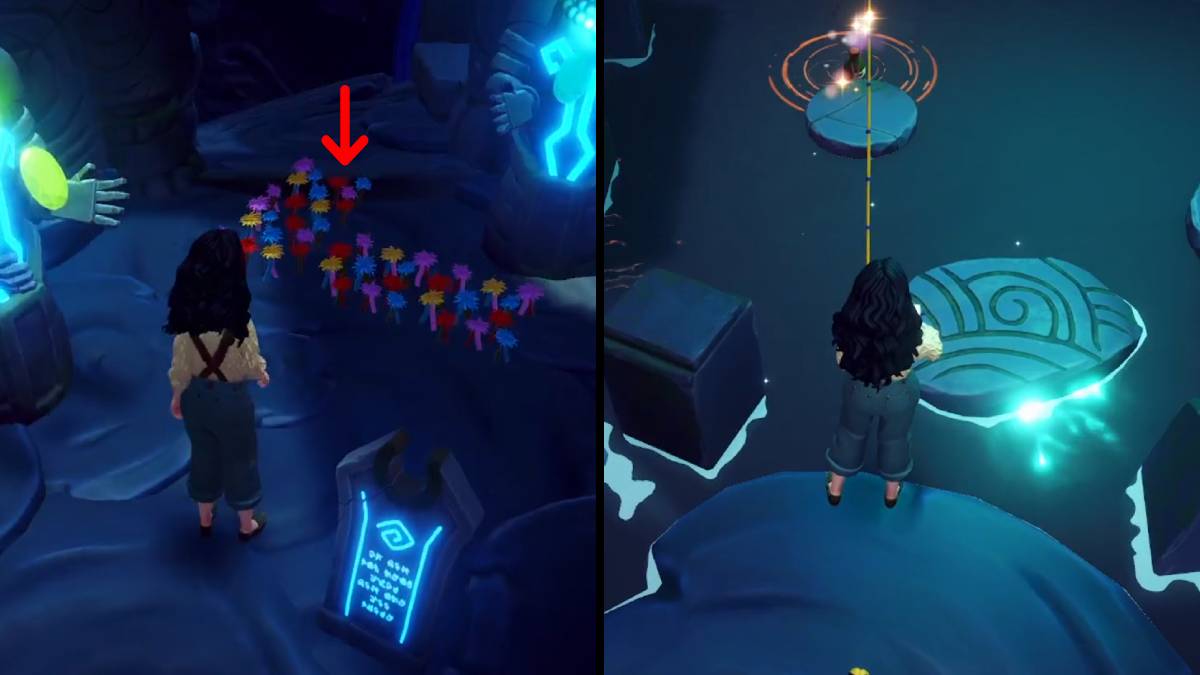 Disney Dreamlight Valley dark cavern with mystic lights