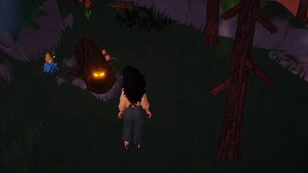 Disney Dreamlight Valley house of bark in a wooded yard