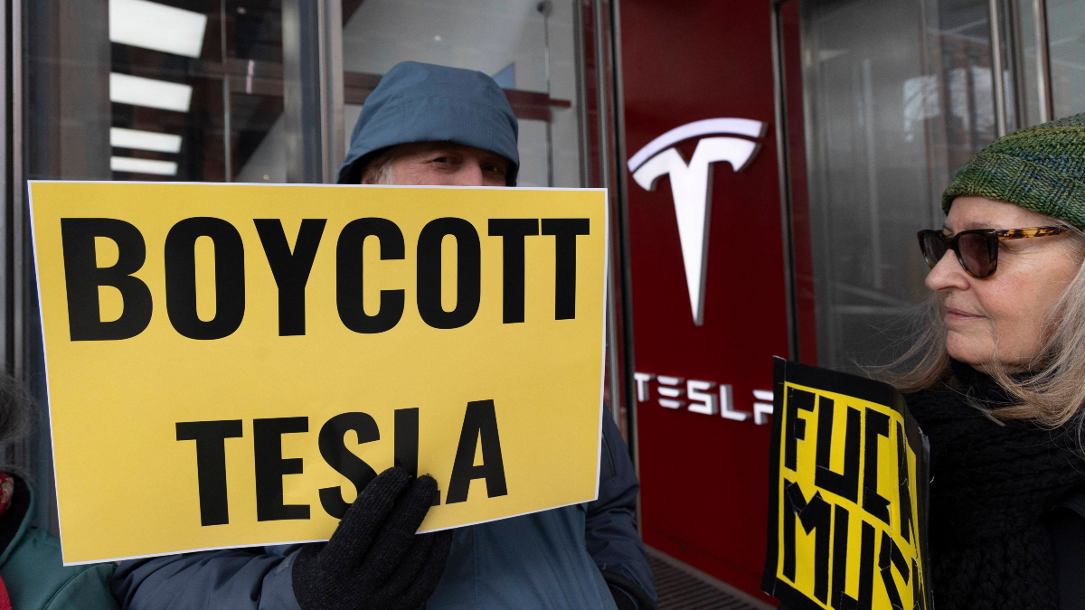 Citizens protest Elon Musk's antics amid mass firings.