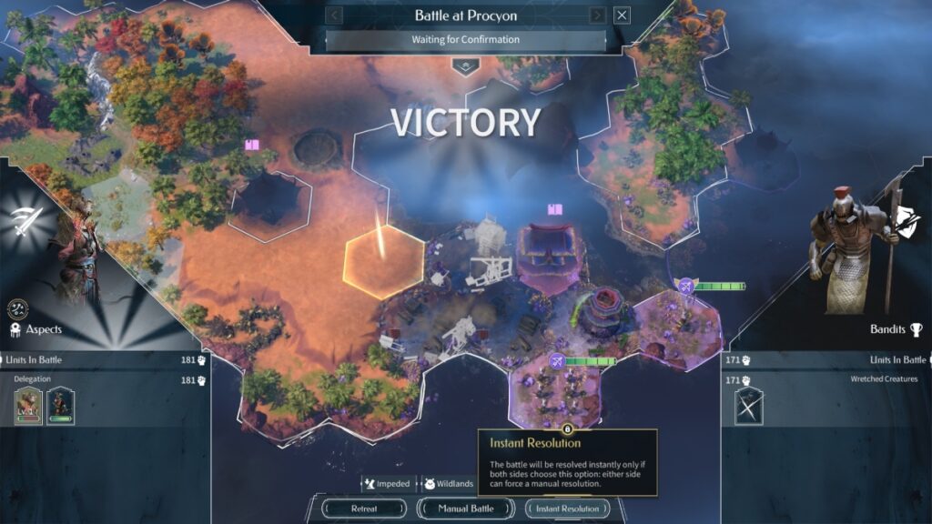 A battle between two factions