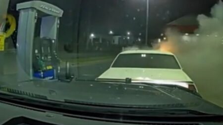 Georgia Officer Pushes Burning Car Away from Gas Pump Just in Time 'Officer Hoffman Didn't Hesitate'