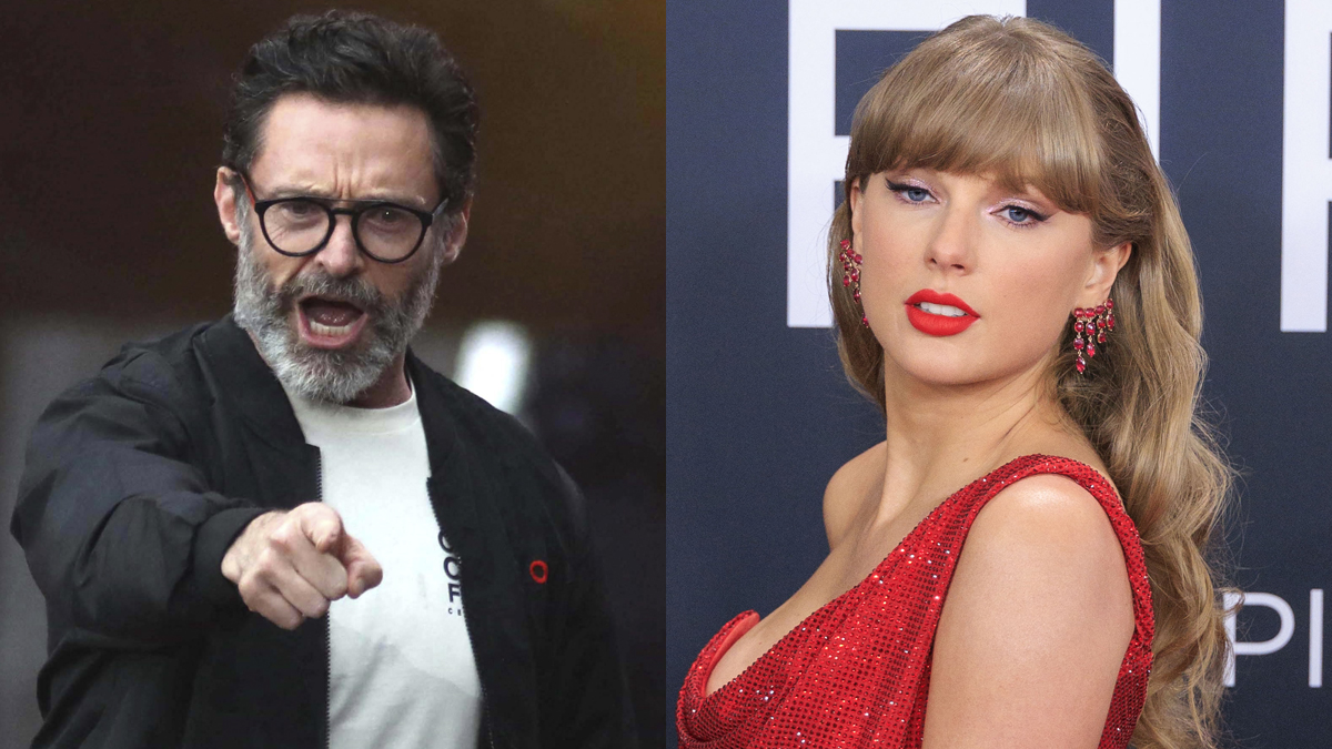 A photo collahe of Hugh Jackman and Taylor Swift