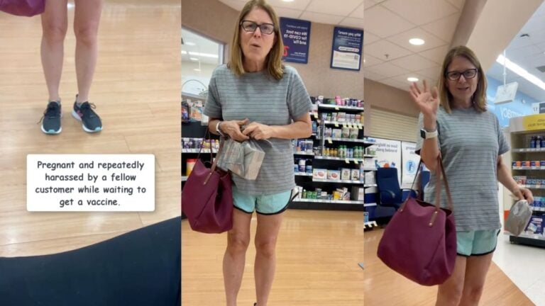 Boomer Anti-vaxxer Harasses Pregnant Woman ‘Influenced By Liberalism’ At Walgreens In Louisiana: ‘Look What You’re Doing To Your Baby!’ Boomer Anti-vaxxer Harasses Pregnant Woman 'Influenced By Liberalism' At Walgreens In Louisiana: ‘Look What You’re Doing To Your Baby!’