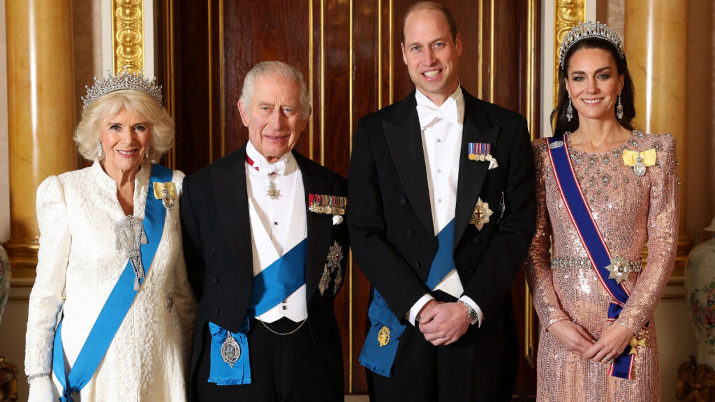 Queen Camilla, King Charles, Prince William and Kate Middleton.