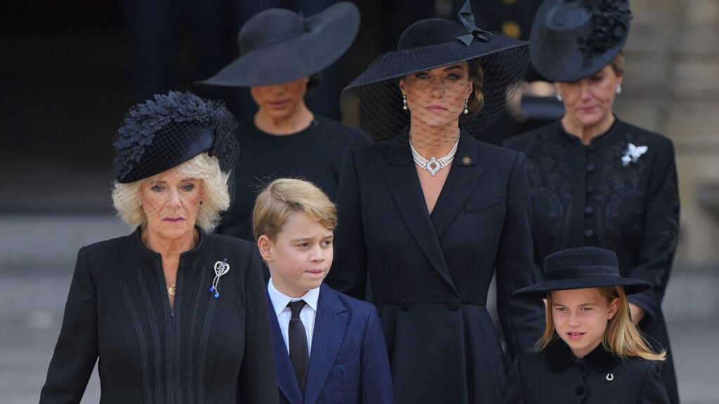 Members of the British royal family at Queen Elizabeth's funeral.