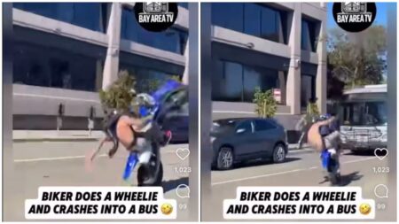 San Francisco Man Does Wheelie, Crashes into Bus