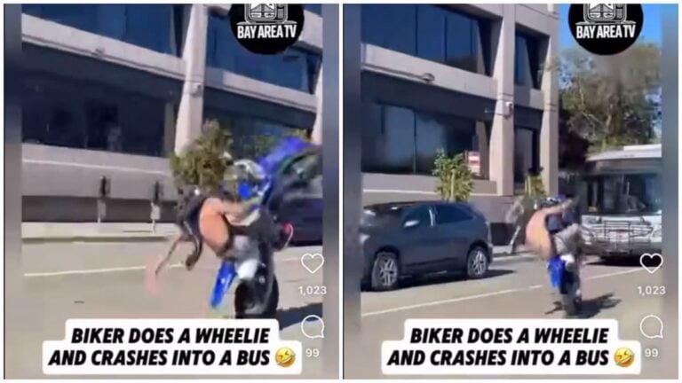 San Francisco Man Does Wheelie, Crashes into Bus