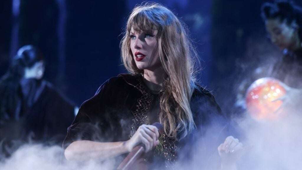 Taylor Swift performing during her Eras Tour 2024.